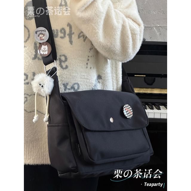 Plain Flap Crossbody Bag / Charm / Set