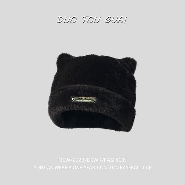 Beanie Ear Cat Knit Applique