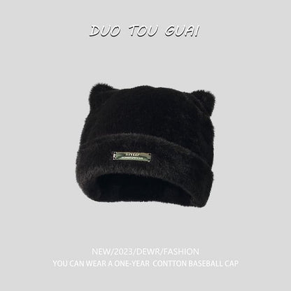 Beanie Ear Cat Knit Applique