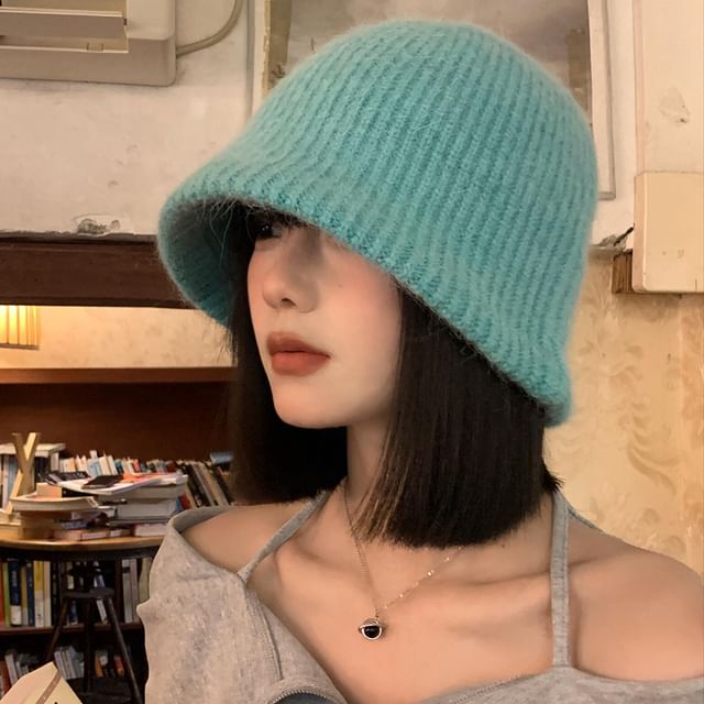 Knit Plain Hat Cloche
