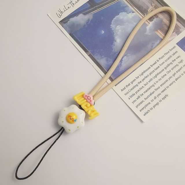 Lettering Fried Egg Phone Strap