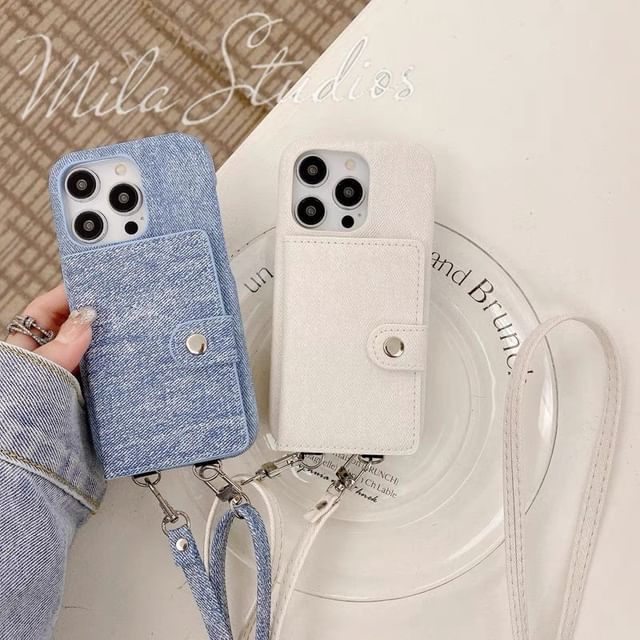 Card Denim Lanyard Holder Phone Case