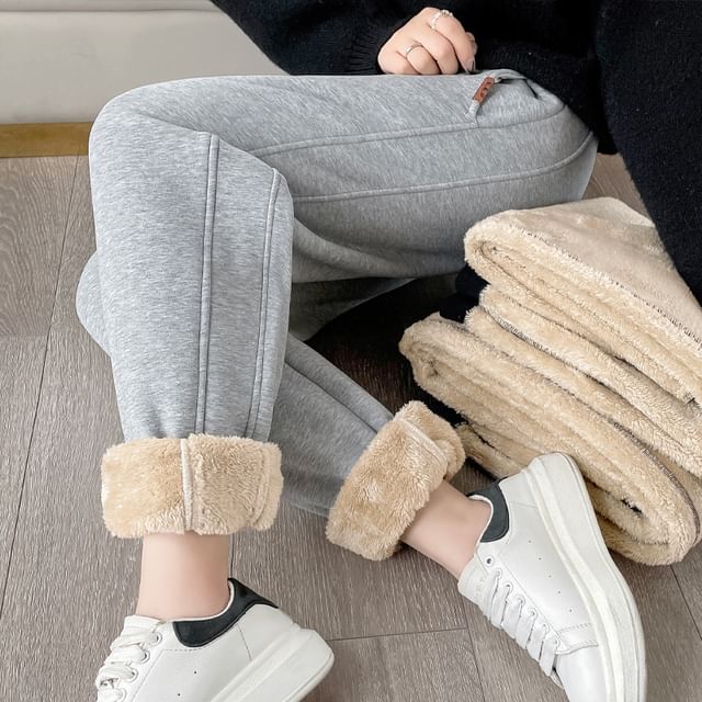 Fleece Lined Plain Sweatpants