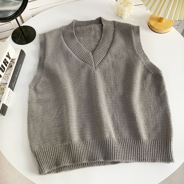 V-Neck Plain Sweater Vest