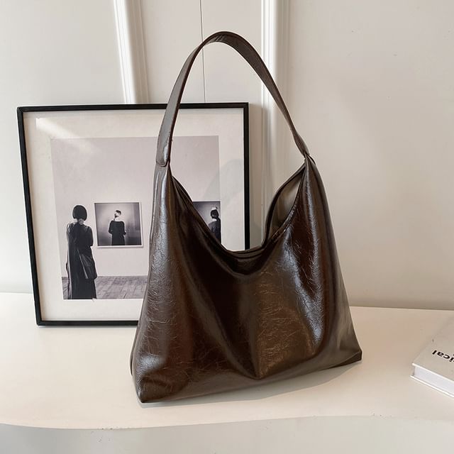 Leather Bag Tote Plain Faux