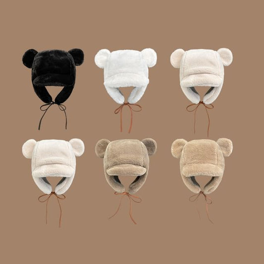 Hat Ear Bear Chenille Trapper
