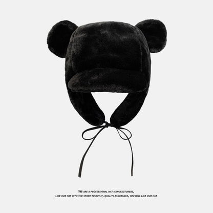Hat Ear Bear Chenille Trapper