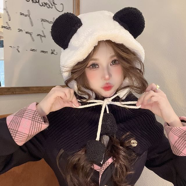 Ear Faux Balaclava Bear Shearling