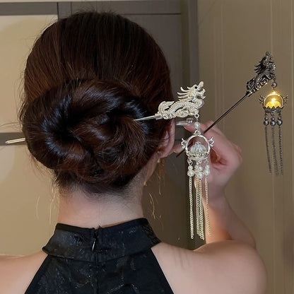 Stick Hair Faux Dragon Fringed Pearl