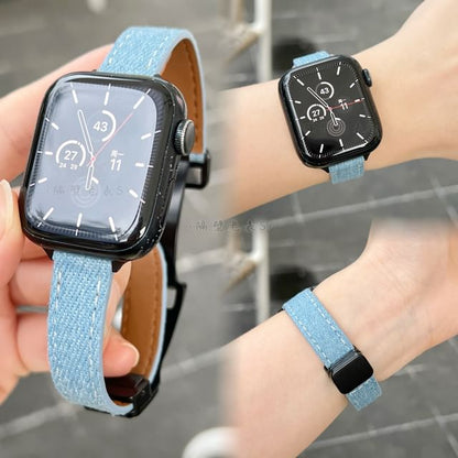 Bracelet de montre magnétique en denim pour Apple Watch
