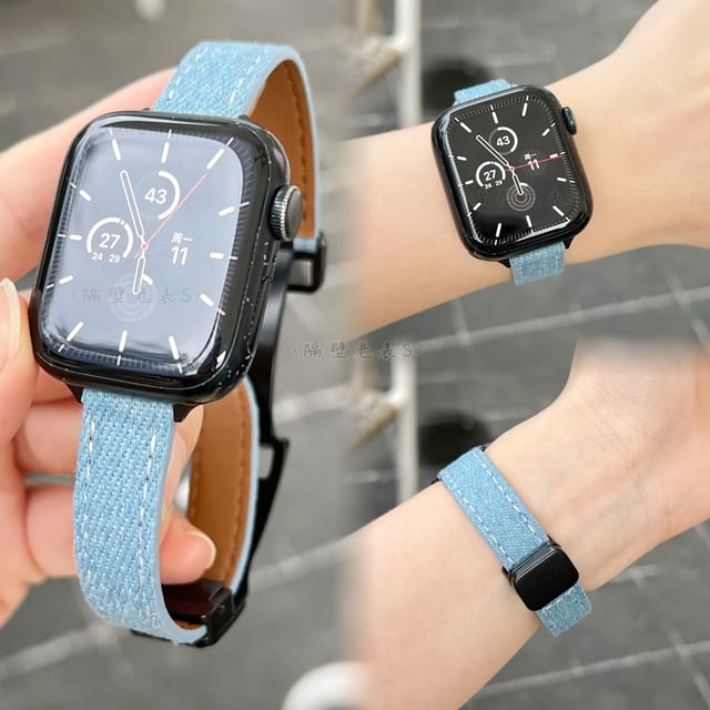 Bracelet de montre magnétique en denim pour Apple Watch