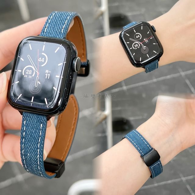 Bracelet de montre magnétique en denim pour Apple Watch