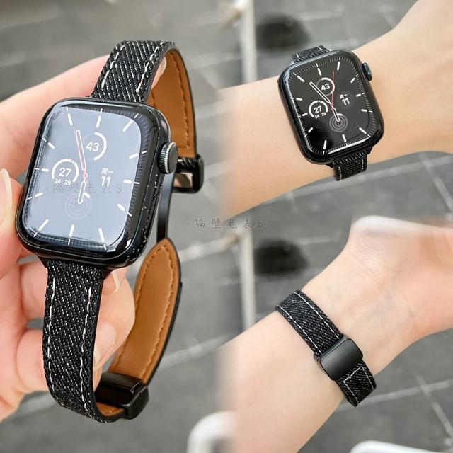 Bracelet de montre magnétique en denim pour Apple Watch