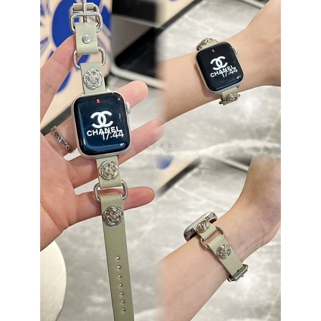 Bracelet de montre Apple en similicuir clouté en alliage étoilé