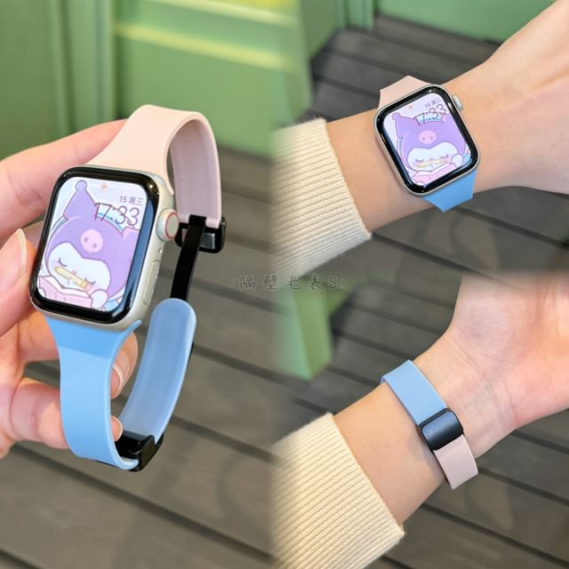 Two-Tone Silicone Magnetic Apple Watch Band