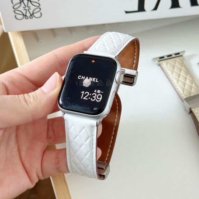 Bracelet magnétique matelassé en similicuir pour Apple Watch