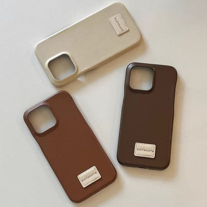 Faux Phone Lettering Case Applique Leather