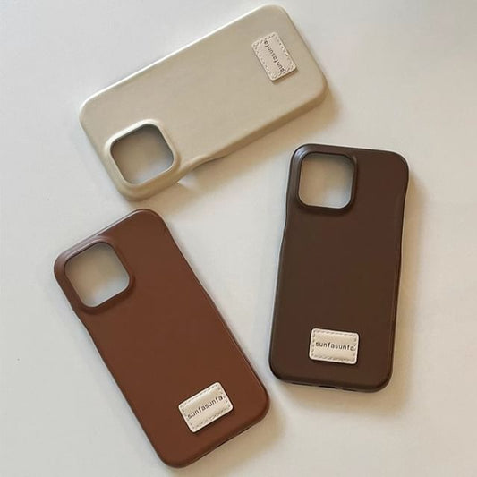 Faux Phone Lettering Case Applique Leather