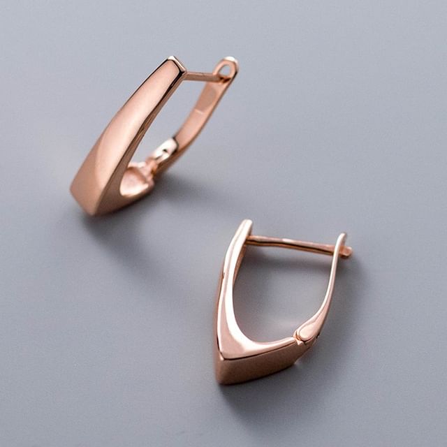 Geometric Sterling Silver Huggie Earring