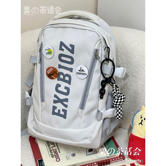 Lettering Print Buckle Backpack