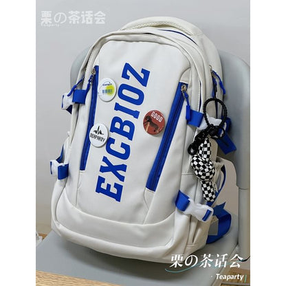 Lettering Print Buckle Backpack