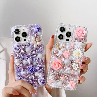 Rhinestone Phone Case Floral