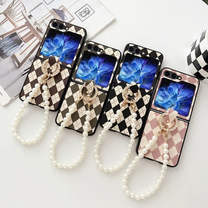 Strap Argyle Pearl Case Phone Faux