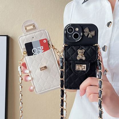 Card Phone Bear Holder Case