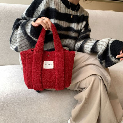 Bag Fleece Plain Tote Crossbody