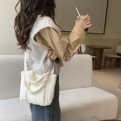 Bag Fleece Plain Tote Crossbody