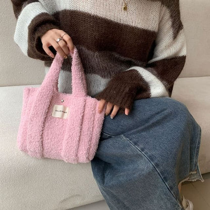 Bag Fleece Plain Tote Crossbody
