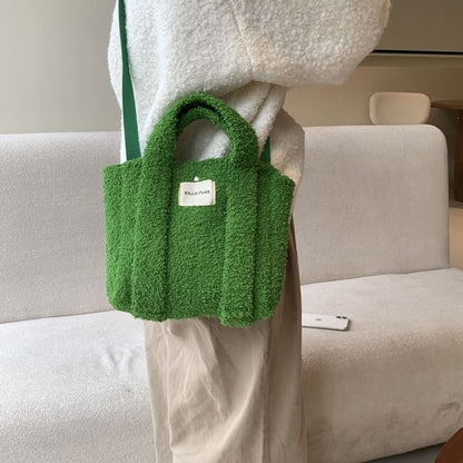 Bag Fleece Plain Tote Crossbody