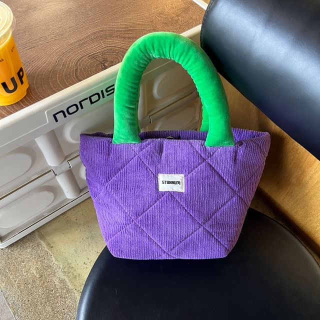 Bag Quilted Tote Two Corduroy Tone Small