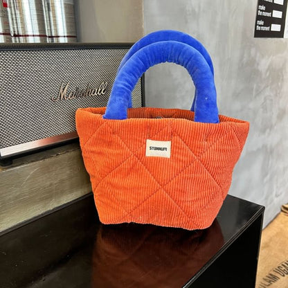 Bag Quilted Tote Two Corduroy Tone Small