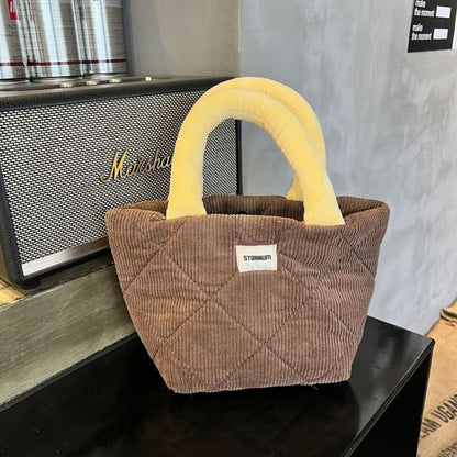 Bag Quilted Tote Two Corduroy Tone Small