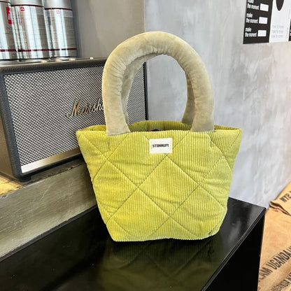 Bag Quilted Tote Two Corduroy Tone Small