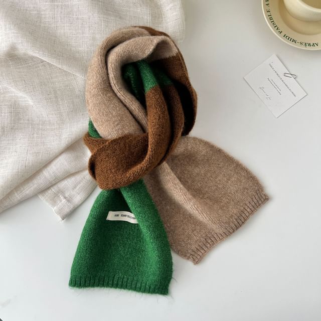 Knit Color Block Scarf