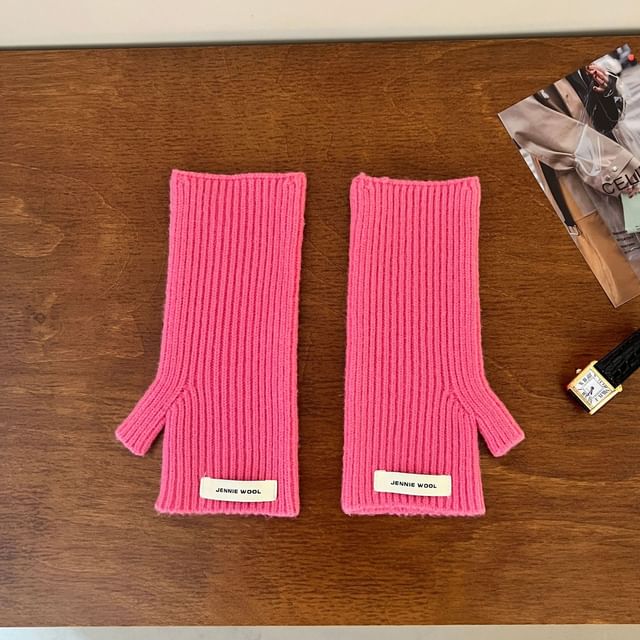 Gloves Ribbed Fingerless Knit Plain