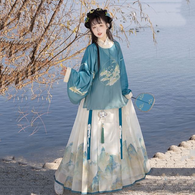 Mountain Print Hanfu Costume Set