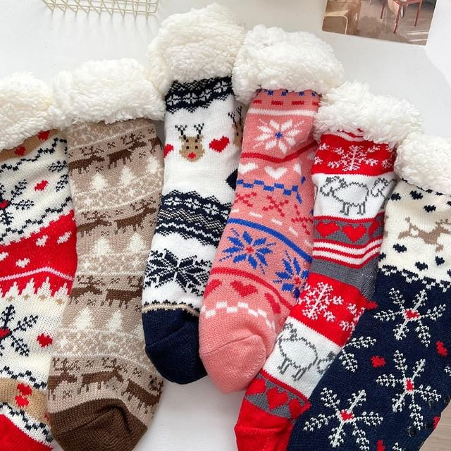 Printed Fleece-Lined Socks / Set