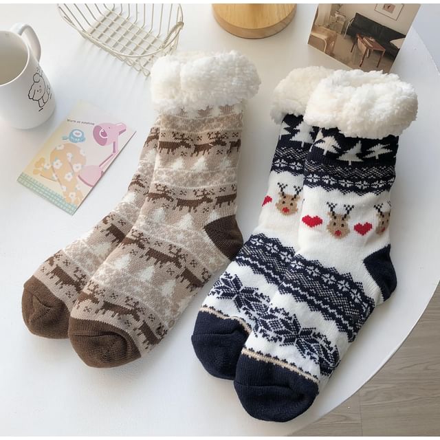 Printed Fleece-Lined Socks / Set