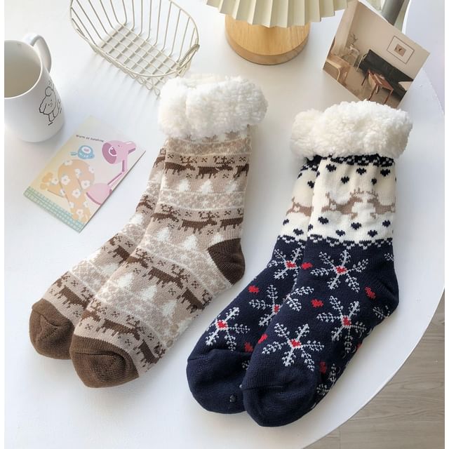 Printed Fleece-Lined Socks / Set