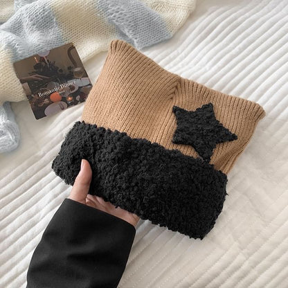 Star Patterned Cat Ear Panel Beanie