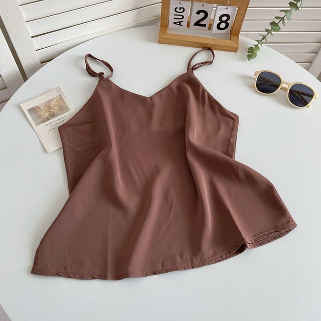 V-Neck Silky Camisole Top