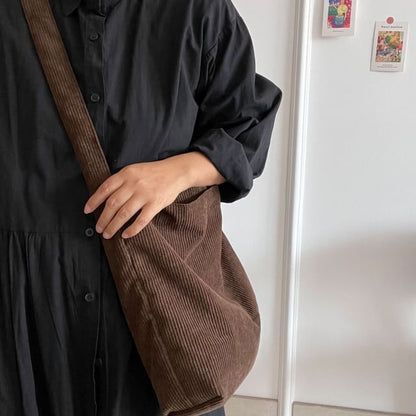 Crossbody Plain Corduroy Bag