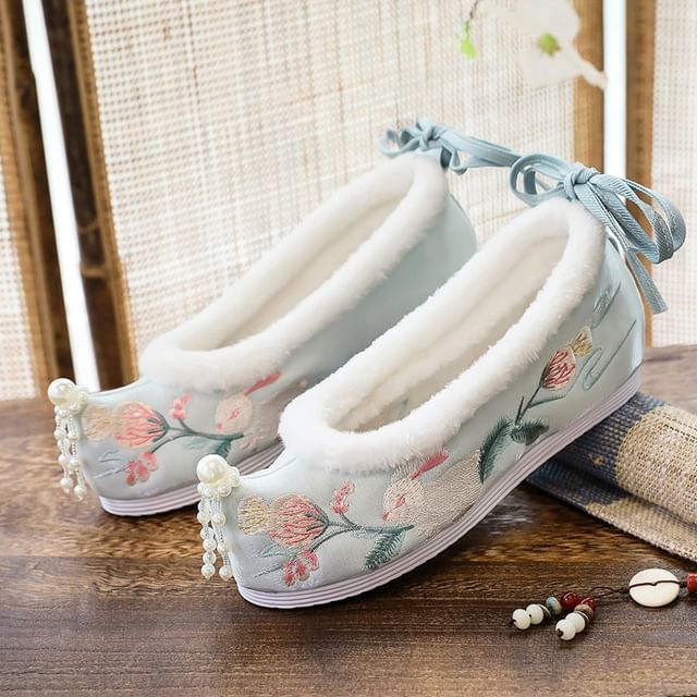 Flats Fluffy Hanfu Embroidered