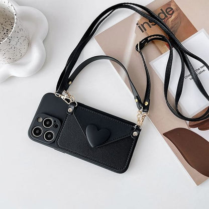 Heart Card Holder Lanyard Phone Case