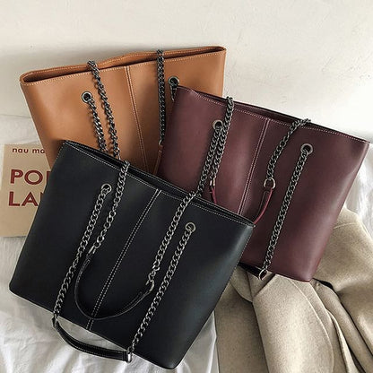 Leather Bag Strap Tote Faux Chain