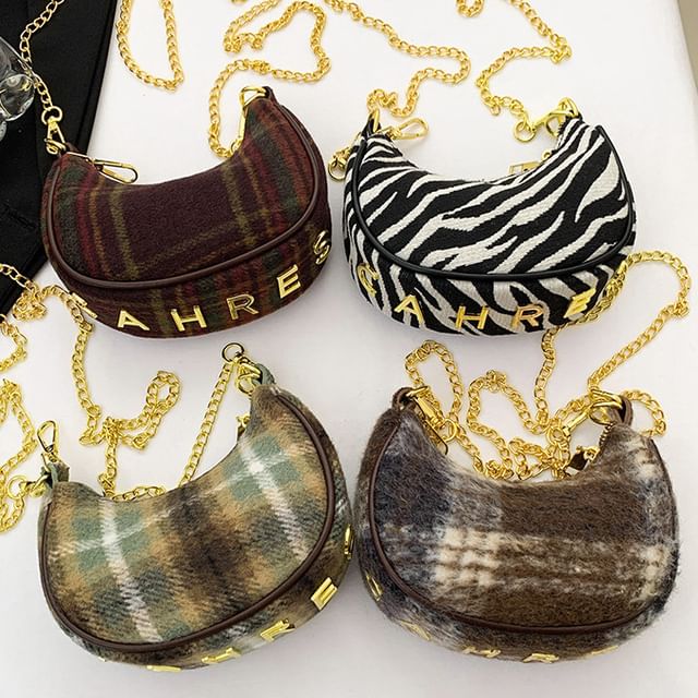 Patterned Strap Bag Chain Crossbody