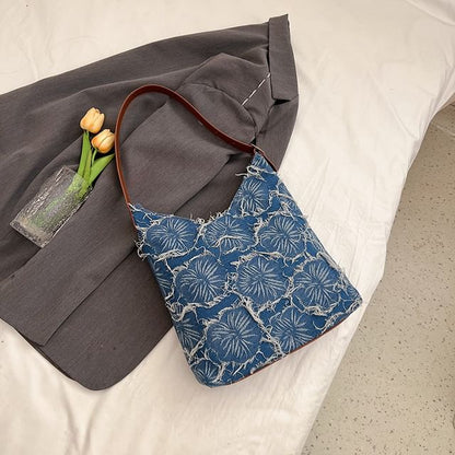 Denim Floral Tote Bag